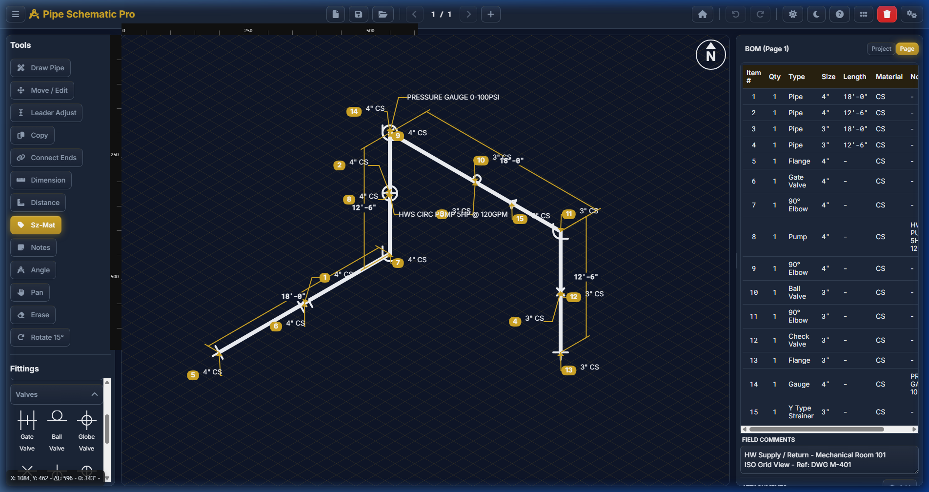 Pipe Schematic Pro app screen